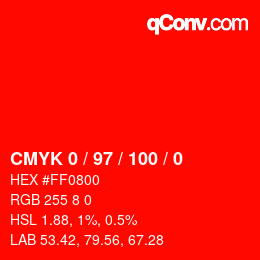 Farbcode: CMYK 0 / 97 / 100 / 0 | qconv.com