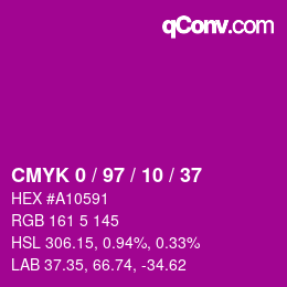 Color code: CMYK 0 / 97 / 10 / 37 | qconv.com