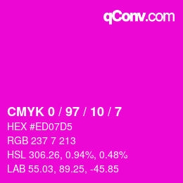 Color code: CMYK 0 / 97 / 10 / 7 | qconv.com