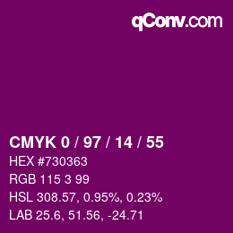 Color code: CMYK 0 / 97 / 14 / 55 | qconv.com
