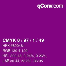 Color code: CMYK 0 / 97 / 1 / 49 | qconv.com