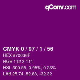 カラーコード: CMYK 0 / 97 / 1 / 56 | qconv.com