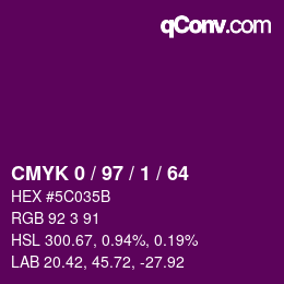 Color code: CMYK 0 / 97 / 1 / 64 | qconv.com