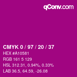 Color code: CMYK 0 / 97 / 20 / 37 | qconv.com