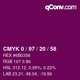 Color code: CMYK 0 / 97 / 20 / 58 | qconv.com
