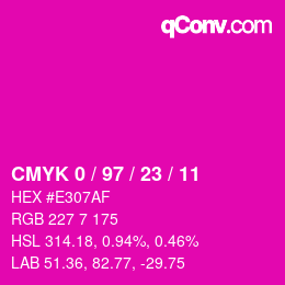 カラーコード: CMYK 0 / 97 / 23 / 11 | qconv.com
