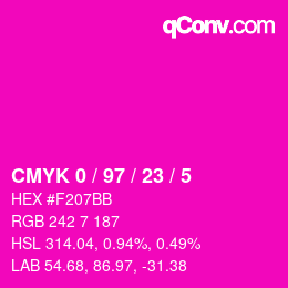 Color code: CMYK 0 / 97 / 23 / 5 | qconv.com