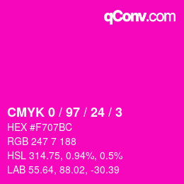 カラーコード: CMYK 0 / 97 / 24 / 3 | qconv.com
