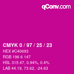 Color code: CMYK 0 / 97 / 25 / 23 | qconv.com