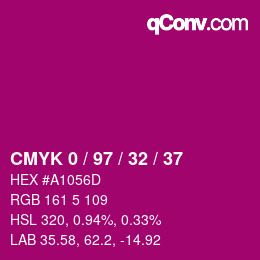 Color code: CMYK 0 / 97 / 32 / 37 | qconv.com