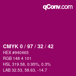 Color code: CMYK 0 / 97 / 32 / 42 | qconv.com