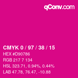 カラーコード: CMYK 0 / 97 / 38 / 15 | qconv.com