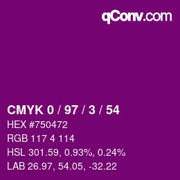 Color code: CMYK 0 / 97 / 3 / 54 | qconv.com