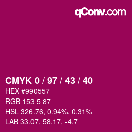 カラーコード: CMYK 0 / 97 / 43 / 40 | qconv.com