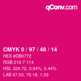 颜色代码: CMYK 0 / 97 / 48 / 14 | qconv.com