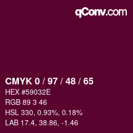颜色代码: CMYK 0 / 97 / 48 / 65 | qconv.com