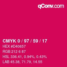 Código de color: CMYK 0 / 97 / 59 / 17 | qconv.com