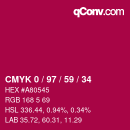 Color code: CMYK 0 / 97 / 59 / 34 | qconv.com