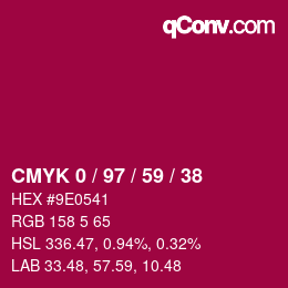 カラーコード: CMYK 0 / 97 / 59 / 38 | qconv.com