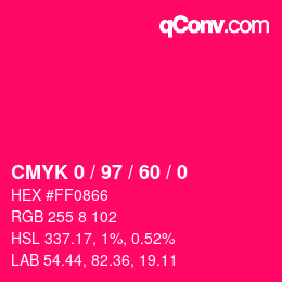 カラーコード: CMYK 0 / 97 / 60 / 0 | qconv.com