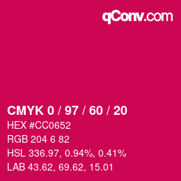 Color code: CMYK 0 / 97 / 60 / 20 | qconv.com