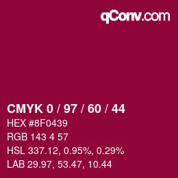 カラーコード: CMYK 0 / 97 / 60 / 44 | qconv.com