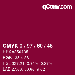 カラーコード: CMYK 0 / 97 / 60 / 48 | qconv.com