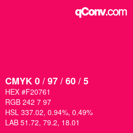 カラーコード: CMYK 0 / 97 / 60 / 5 | qconv.com