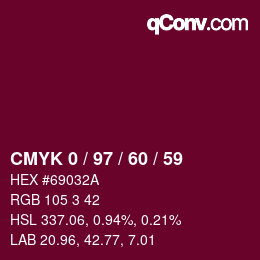 颜色代码: CMYK 0 / 97 / 60 / 59 | qconv.com