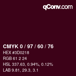 Color code: CMYK 0 / 97 / 60 / 76 | qconv.com