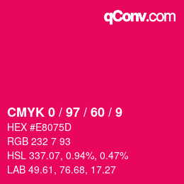 カラーコード: CMYK 0 / 97 / 60 / 9 | qconv.com