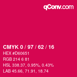 Código de color: CMYK 0 / 97 / 62 / 16 | qconv.com