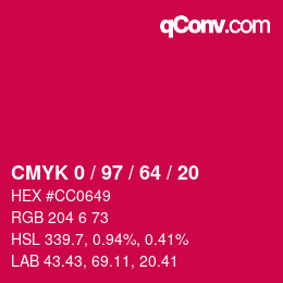 Color code: CMYK 0 / 97 / 64 / 20 | qconv.com