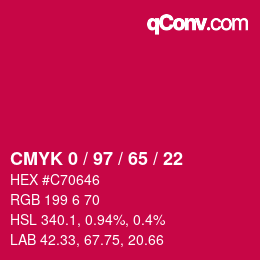 Color code: CMYK 0 / 97 / 65 / 22 | qconv.com