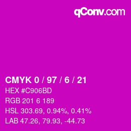 Color code: CMYK 0 / 97 / 6 / 21 | qconv.com