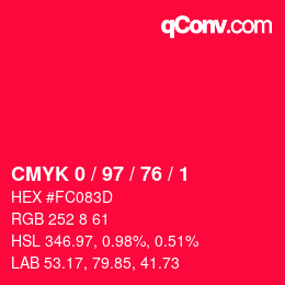 Color code: CMYK 0 / 97 / 76 / 1 | qconv.com