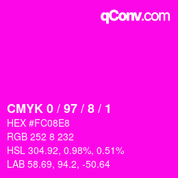 Color code: CMYK 0 / 97 / 8 / 1 | qconv.com