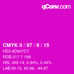 Color code: CMYK 0 / 97 / 8 / 15 | qconv.com