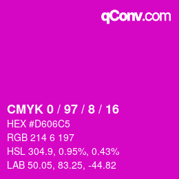Color code: CMYK 0 / 97 / 8 / 16 | qconv.com