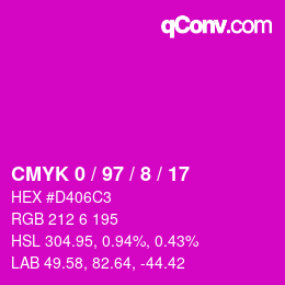 Color code: CMYK 0 / 97 / 8 / 17 | qconv.com