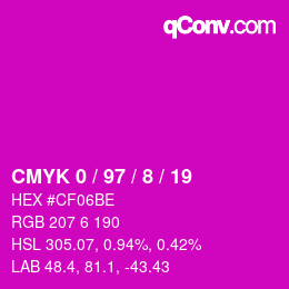 Color code: CMYK 0 / 97 / 8 / 19 | qconv.com