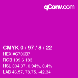Color code: CMYK 0 / 97 / 8 / 22 | qconv.com