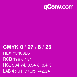 Color code: CMYK 0 / 97 / 8 / 23 | qconv.com