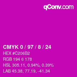 Color code: CMYK 0 / 97 / 8 / 24 | qconv.com