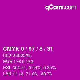 Color code: CMYK 0 / 97 / 8 / 31 | qconv.com