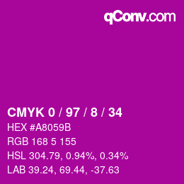 Color code: CMYK 0 / 97 / 8 / 34 | qconv.com