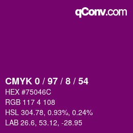 Color code: CMYK 0 / 97 / 8 / 54 | qconv.com