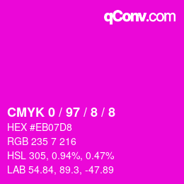 颜色代码: CMYK 0 / 97 / 8 / 8 | qconv.com