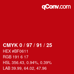 Color code: CMYK 0 / 97 / 91 / 25 | qconv.com
