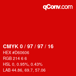 Color code: CMYK 0 / 97 / 97 / 16 | qconv.com